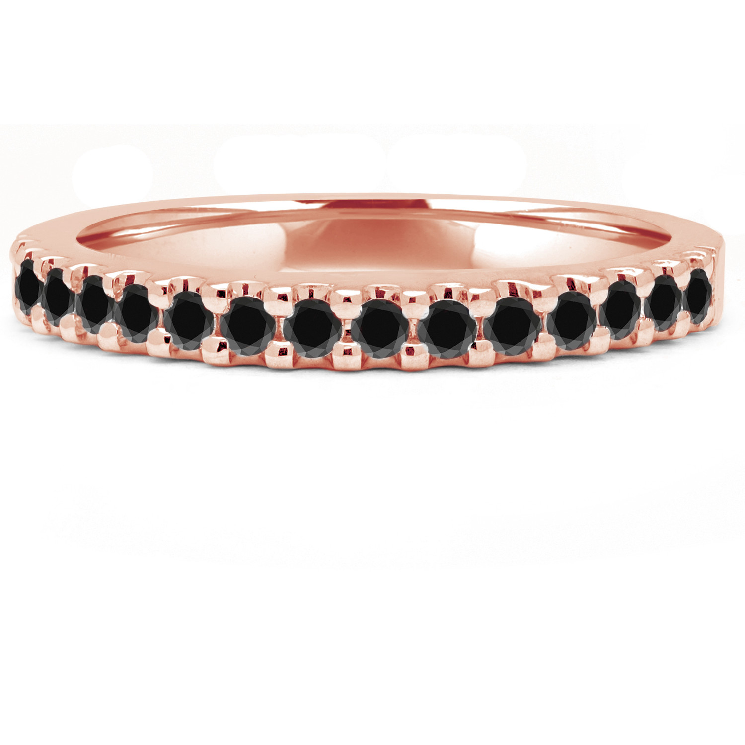 Round Black Diamond Semi-Eternity Wedding Band Ring in Rose Gold (MVSXB0026-R)