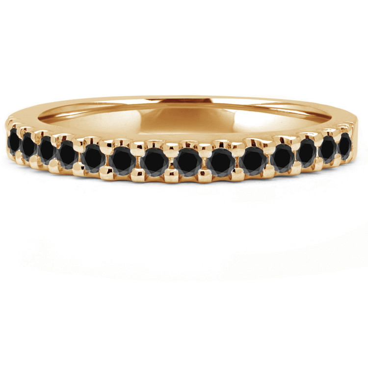 Round Black Diamond Semi-Eternity Wedding Band Ring in Yellow Gold (MVSXB0026-Y)
