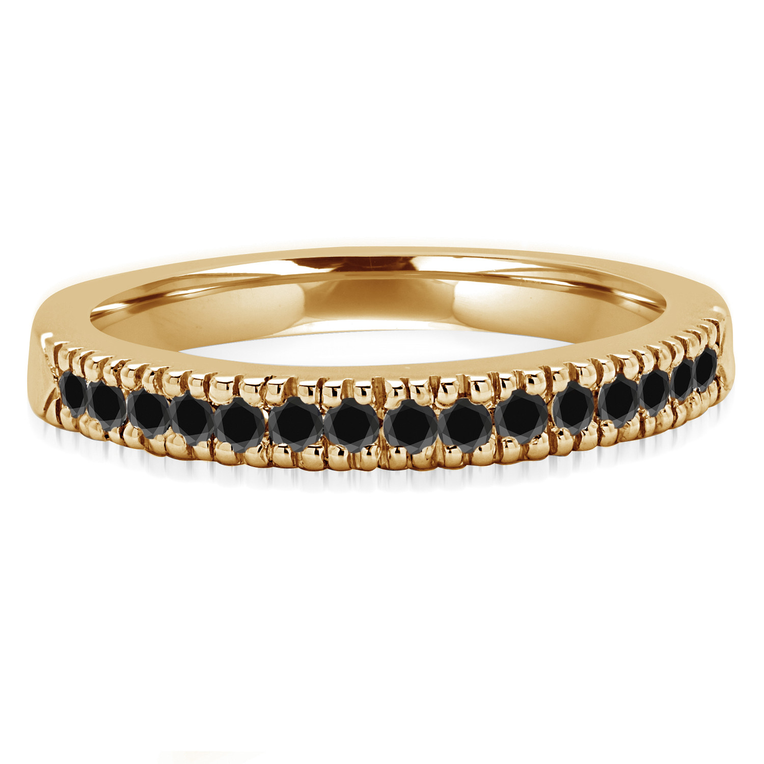 Round Black Diamond Fashion Semi-Eternity Wedding Band Ring in Yellow Gold (MVSXB0027-Y)