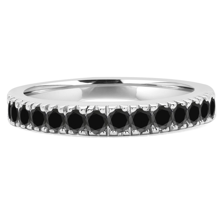 Round Black Diamond Semi-Eternity Wedding Band Ring in White Gold (MVSXB0028-W)