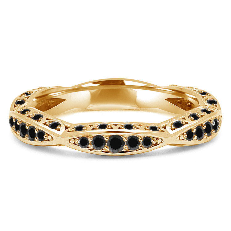 Round Black Diamond Semi-Eternity Wedding Band Ring in Yellow Gold (MVSXB0032-Y)