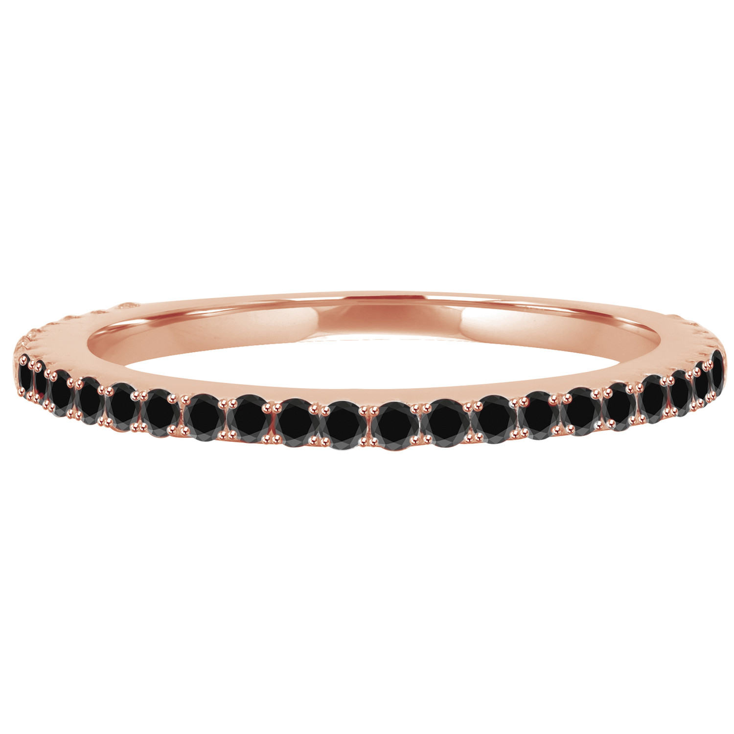 Round Black Diamond Semi-Eternity Wedding Band Ring in Rose Gold (MVSXB0035-R)