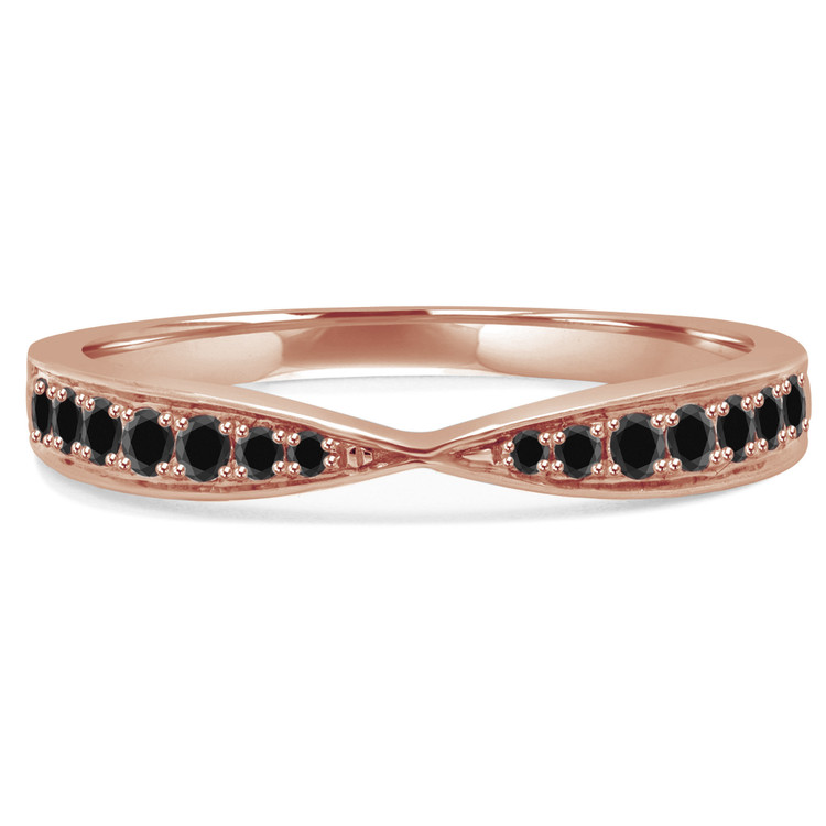Round Black Diamond Semi-Eternity Wedding Band Ring in Rose Gold (MVSXB0036-R)