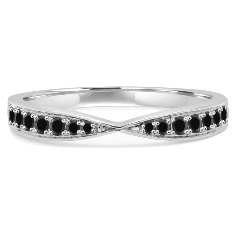 Round Black Diamond Semi-Eternity Wedding Band Ring in White Gold (MVSXB0036-W)
