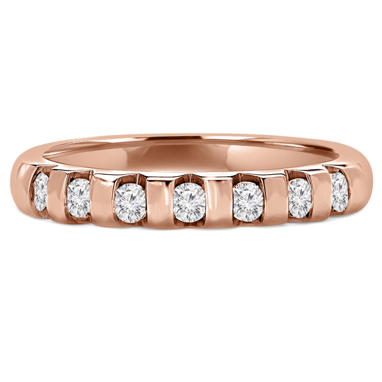 Round Diamond Seven-Stone Semi-Eternity Wedding Band Ring in Rose Gold (MVSXB0045-R)