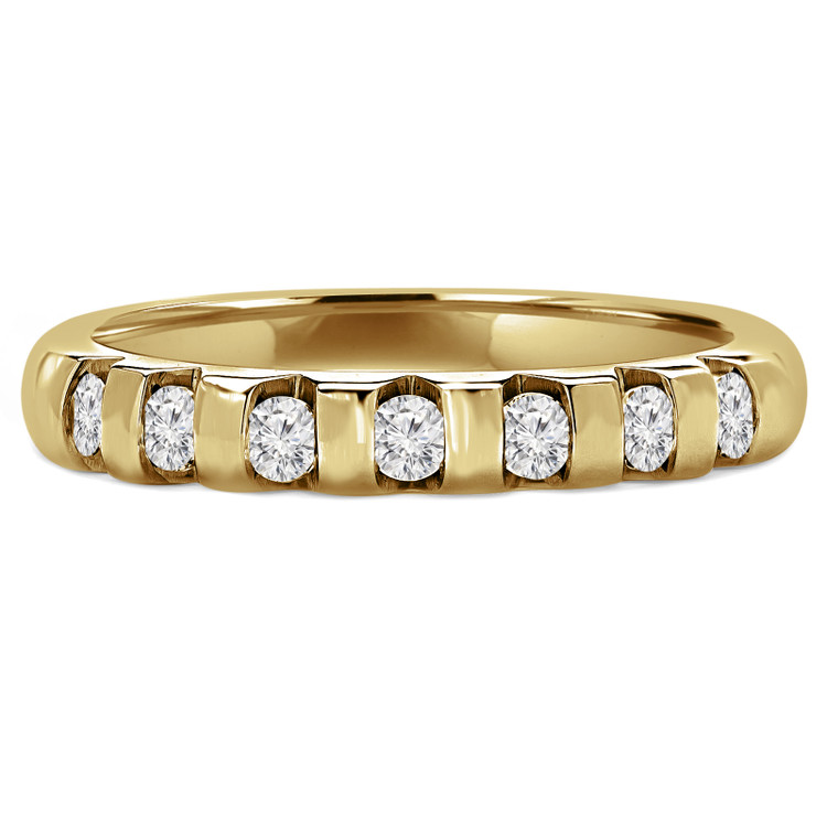 Round Diamond Seven-Stone Semi-Eternity Wedding Band Ring in Yellow Gold (MVSXB0045-Y)