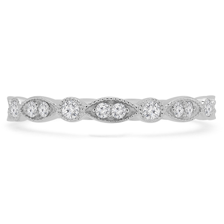 Round Diamond Semi-Eternity Wedding Band Ring in White Gold (MVSXB0049-W)