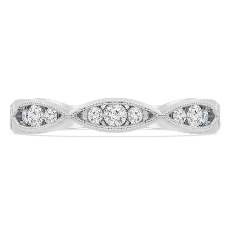 Round Diamond Tiara Semi-Eternity Wedding Band Ring in White Gold (MVSXB0066-W)
