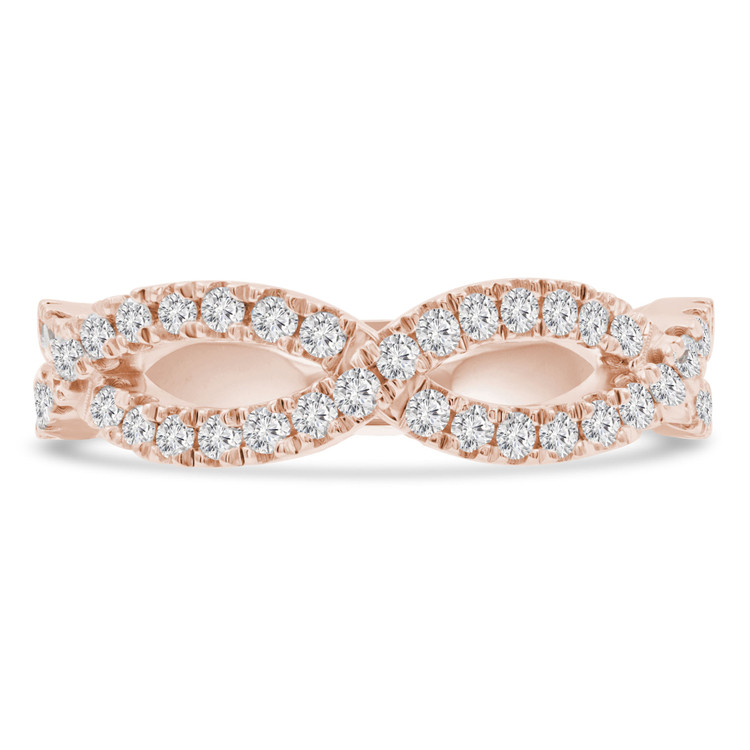 Round Diamond Open Infinity Semi-Eternity Wedding Band Ring in Rose Gold (MVSXB0067-R)