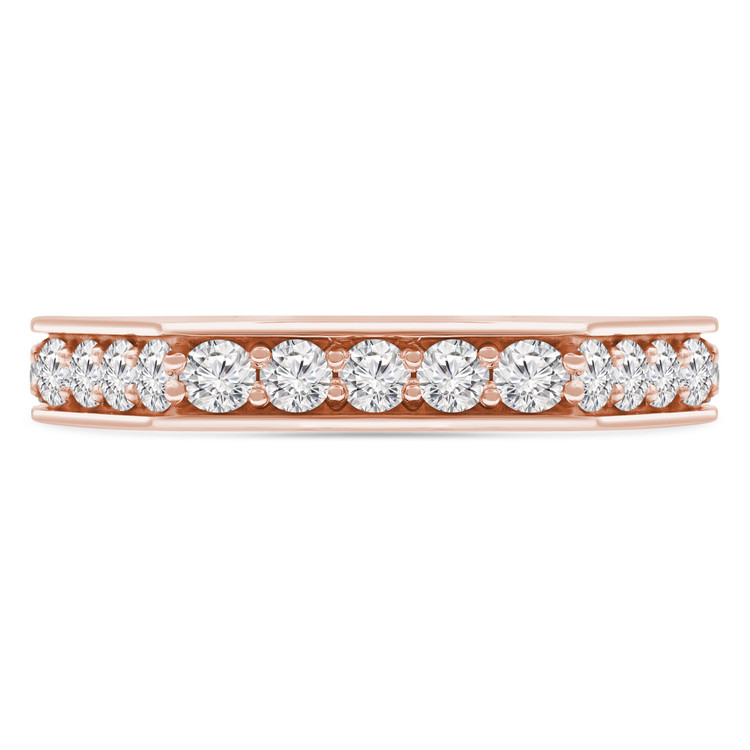 Round Diamond Half Hexagon Semi-Eternity Wedding Band Ring in Rose Gold (MVSXB0069-R)
