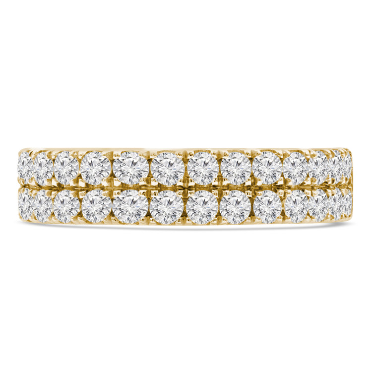 Round Diamond Two-Row Semi-Eternity Wedding Band Ring in Yellow Gold (MVSXB0077-Y)