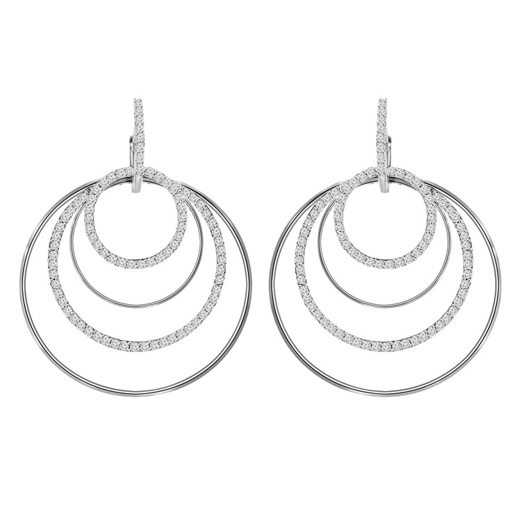 1 1/2 CTW Round Diamond Drop/Dangle Earrings in 14K White Gold (MD120109)