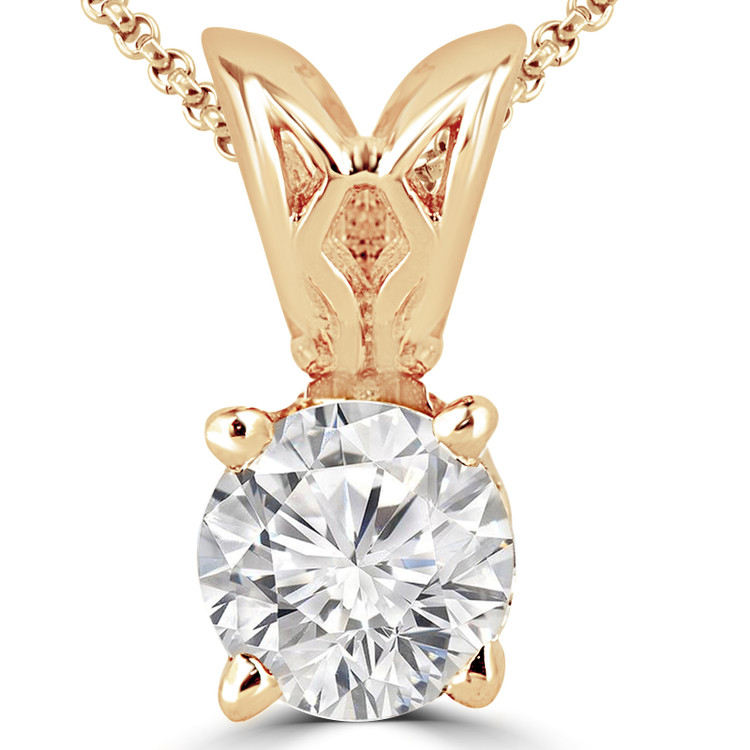 Round Diamond 4-Prong Solitaire Pendant Necklace in 14K Yellow Gold with Chain (MVSP0003-Y)