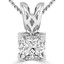 Princess Diamond V-Prong Solitaire Pendant Necklace in 14K White Gold with Chain (MVSP0004-W)