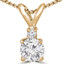 Round Diamond 4-Prong Solitaire with Accents Pendant Necklace in 14K Yellow Gold with Chain (MVSP0005-Y)