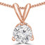Round Diamond 3-Prong Solitaire Pendant Necklace in 14K Rose Gold with Chain (MVSP0008-R)