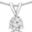 Round Diamond 3-Prong Solitaire Pendant Necklace in 14K White Gold with Chain (MVSP0008-W)