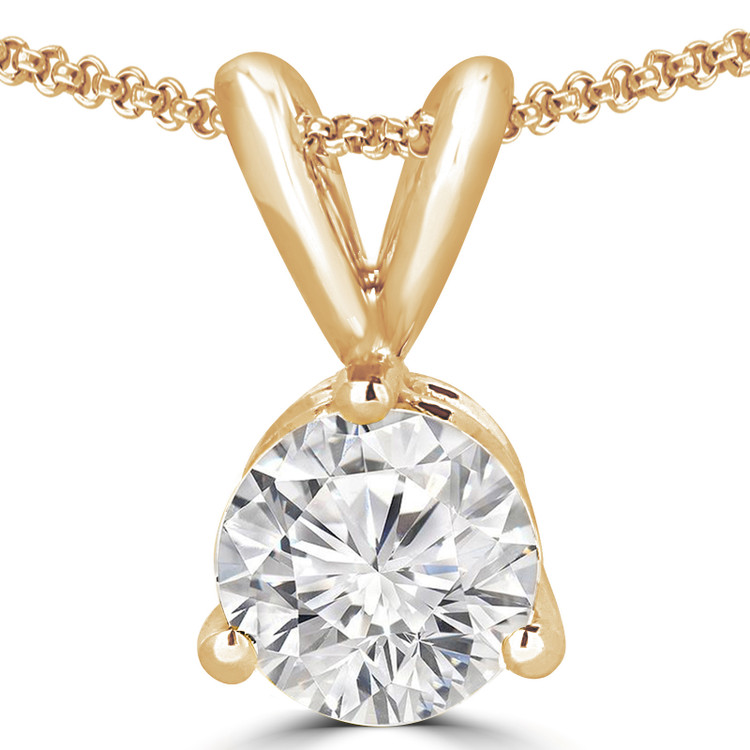 恵みの時 0.3 Carat 14K Yellow Gold Round Diamond Prong Solitaire Pendant  Necklace