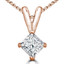 Princess Diamond 4-Prong Solitaire Pendant Necklace in 14K Rose Gold with Chain (MVSP0010-R)