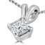 Princess Diamond 4-Prong Solitaire Pendant Necklace in 14K White Gold with Chain (MVSP0010-W)
