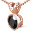 Round Black Diamond Bezel Set Solitaire Pendant Necklace in 14K Rose Gold with Chain (MVSPB0001-R)