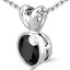 Round Black Diamond Bezel Set Solitaire Pendant Necklace in 14K White Gold with Chain (MVSPB0001-W)