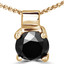 Round Black Diamond 4-Prong Solitaire Pendant Necklace in 14K Yellow Gold with Chain (MVSPB0002-Y)