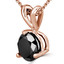 Round Black Diamond 3-Prong Solitaire Pendant Necklace in 14K Rose Gold with Chain (MVSPB0003-R)