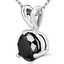 Round Black Diamond 3-Prong Solitaire Pendant Necklace in 14K White Gold with Chain (MVSPB0003-W)