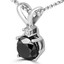 Round Black Diamond 4-Prong Solitaire with Accents Pendant Necklace in 14K White Gold with Chain (MVSPB0005-W)