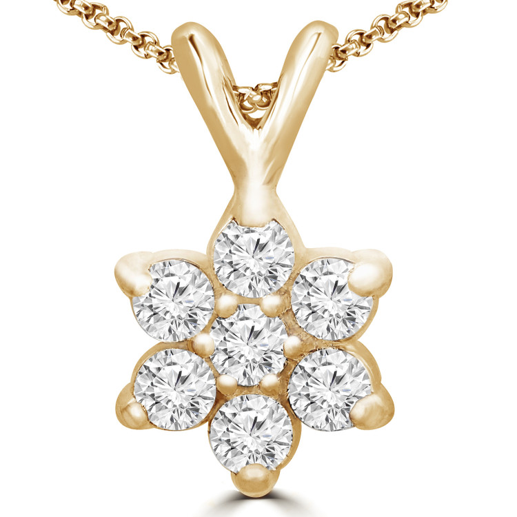 Round Diamond Star Motif Fancy Pendant Necklace in 14K Yellow Gold with Chain (MVSPX0002-Y)