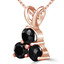 Round Black Diamond Three-Stone Pendant Necklace in 14K Rose Gold with Chain (MVSPBX0002-R)