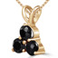 Round Black Diamond Three-Stone Pendant Necklace in 14K Yellow Gold with Chain (MVSPBX0002-Y)