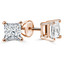 Solitaire Princess Diamond 4-Prong Stud Earrings in 14K Rose Gold with Screwback (MVSE0003-R)