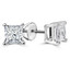 Solitaire Princess Diamond 4-Prong Stud Earrings in 14K White Gold with Screwback (MVSE0003-W)