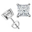 Solitaire Princess Diamond 4-Prong Stud Earrings in 14K White Gold with Screwback (MVSE0003-W)