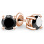 Solitaire Round Black Diamond 4-Prong Stud Earrings in 14K Rose Gold with Screwback (MVSE0004-R)