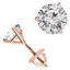 Solitaire Round Diamond 3-Prong Martini Stud Earrings in 14K Rose Gold with Screwback (MVSE0006-R)