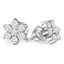 Round Diamond Flower Motif Stud Earrings in 14K White Gold with Screwback (MVSES0004-W)