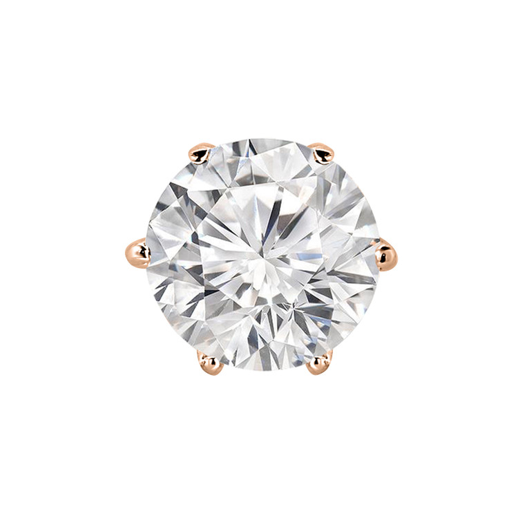 Solitaire Round Diamond 6-Prong Single Mens Stud Earring in 14K Rose Gold with Screwback (MVSE1002-R)