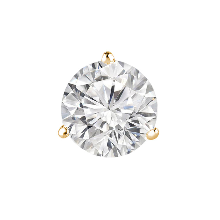 Solitaire Round Diamond 3-Prong Single Mens Martini Stud Earring in 14K Yellow Gold with Screwback (MVSE1006-Y)