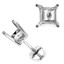 Princess 4-Prong Semi Mount Stud Earrings in 14K White Gold (Diamonds Not Included) with Screwback (MVSEM0002-W)