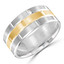 9 MM Modern Mens Wedding Band in Two-tone White & Yellow Gold (MDVB1027)