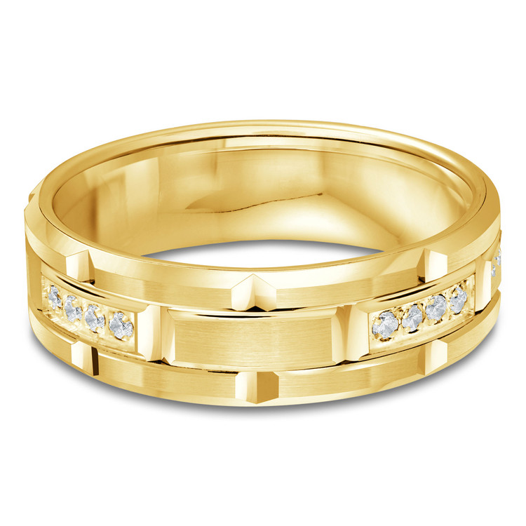 7 MM Diamond Mens Wedding Band in Yellow Gold (MDVB1034)