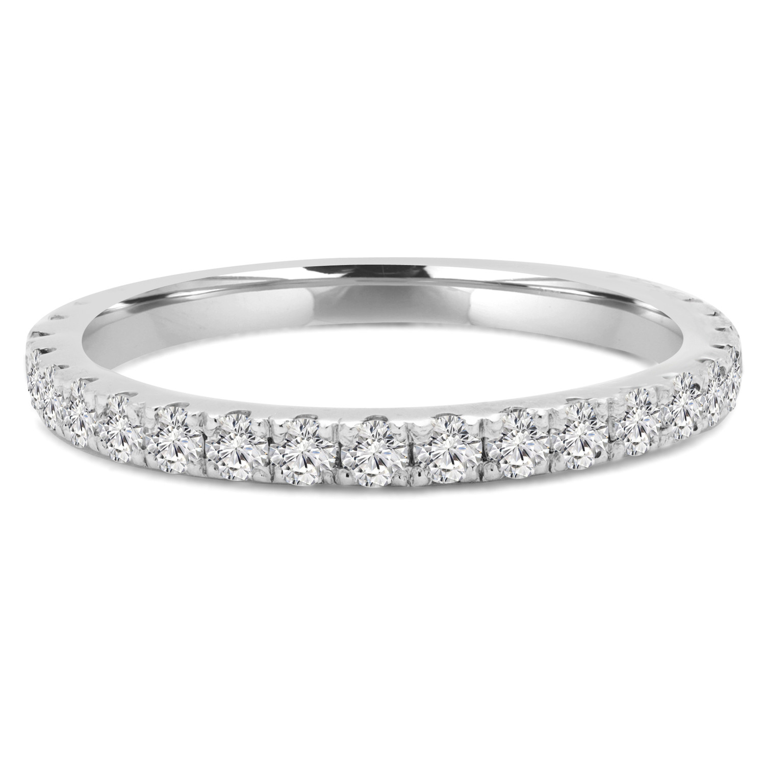 Round Diamond Semi-Eternity Wedding Band Ring in White Gold (MVSXB0005-W)