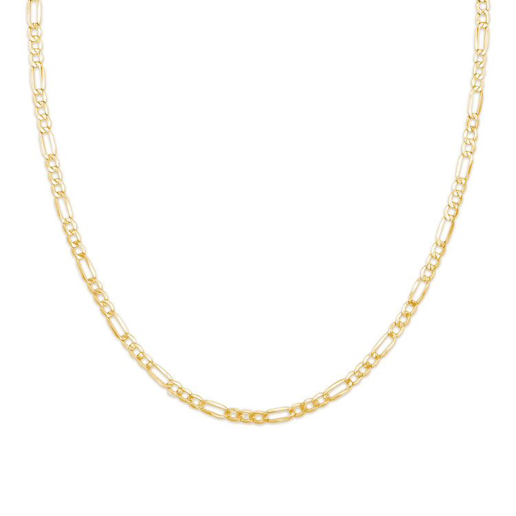 Hollow Flat Figaro Chain Necklace in Yellow Gold  (MDVSC0019)