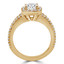 Round Lab Created Diamond Split-Shank Cushion Halo Engagement Ring in Yellow Gold (MVSLG0002-Y)