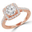 Round Lab Created Diamond Cushion Halo Engagement Ring in Rose Gold (MVSLG0003-R)