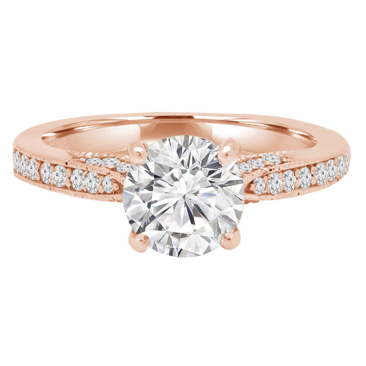Round Lab Created Diamond Solitaire with Accents Engagement Ring in Rose Gold (MVSLG0006-R)