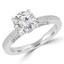Round Lab Created Diamond Solitaire with Accents Engagement Ring in White Gold (MVSLG0006-W)